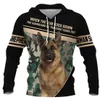 Shepherd niemiecki/beagle/Malinois z kapturem 3D Kobiety dla mężczyzn Pullovers Street Tracksuit Love Dog Prezent