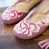 Повседневная обувь Veowalk Женщины льняная хлопчатобумажная ткань вышитые балетные балетные балетные балетные щики.