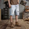 Jeans masculin 28-48-ours shorts de taille déchirés d'été de mode rétro de rue et beau pantalon coupé surdimensionné décontracté