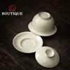 125 ml rétro Palnt Ash Ceramic Gaiwan Bol en céramique traditionnel avec le thé à thé Tureen Thé à reprise Bowl Cafes Supplies Gift