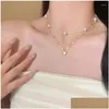 Chokers Choker Vintage Pearl Naszyjniki dla kobiet moda podwójna warstwowa łańcuch Mały miłosny serc wisiant Naszyjnik