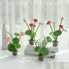 Flores decorativas grinaldas mini pequeno lótus flor artificial bonsai suprimento direto de plantas para decoração interna Dr Dhwao