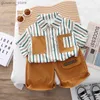 Vêtements Sets Enfants Boys Casual Striped T-shirts Shorts 2pcs / Set New Summer Baby Clothes Suit Toddler Costume Kids Tenget Infant Tracksuit Y240412