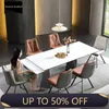 Luxury Telescopic Dining Table Kitchen Custom 2m Rectangular Italian White Marble High-end Restaurant Table Kitchen Furniture