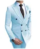 Herenpakken Blazers 2024 Nieuwe beige heren Pak 2 stuks Dubbele borsten Notch Revel Slim Fit Casual Tuxedos for Wedding (Blazer+broek)