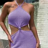 Robes décontractées tenues de vacances sexy halter en tricoté Maxi pour femmes 2024 ensembles de robes élégantes
