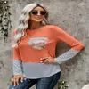 Dames t-shirt t shirts dames straat hipster casual herfst gestreepte contrast kleur lange mouw o-neck fit pocket druppel levering kleding otazi