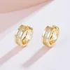 Boucles d'oreilles cerceaux brillants Zircon Ring Hollow Women's Copled 18k Bijoux en or exquis