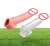 Reutilisable Pinis Sleeve Extender Delay Ejaculation Double Houngs Ring Reliste Cock Ring Dildo Sleeve Sex Toys for Men4804462