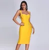 Casual Dresses Willbenice Women Long Spring Yellow Gold Bandage Dress Bustier Sweetheart Zipper Elastic Runway Vintage Vestidos Free Ship