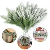 Fleurs décoratives 24pc de Noël de pain de Noël branches artificielles fausses plantes pins de neige guirlande pour couronne décor de fête de Noël