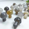 Figurines décoratives 20 mm 10pcs Natural Grey Agate Mushroom Quartz Crystal Polished Gemmy Healing Reiki Decor Cadeau (champignon gris)