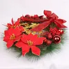 Decorative Flowers 30CM Christmas Year Decoration Garland Front Wreaths Door Shop Showcase Hanging With Bow Noel Navidad Gifts