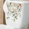 1 -stc bloemen toiletsticker wc decoraties groene plant bladeren toilet deksel sticker sticker badkamer muurstickers zelfklevende muurschildering