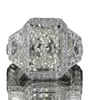 Storlek 610 Unika bröllopsringar Lyxsmycken 925 Sterling Silver Princess Cut White Topaz Large Cz Diamond Gemstones Eternity WOM7198141