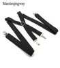 Black Suspenders for Mens 4 clips Strap Solid Color Adjustable Slim Braces Women Belt Strap8287344