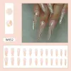 Faux Nails Fashion Beauty Tools Simple et réutilisable 24pcs long ballet faux Gold Imprime