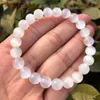 1 Pc Fengbaowu Natural Selenite Bracelet White Round Beads Reiki Healing Stone Jewelry Gift For Women Men 240402