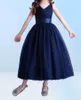 Elegant Flower Girls Dresses Navy Blue Sleeveless Graduation Dress Kids Wedding Party Ball Gown Vestido6353902