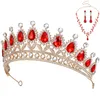 Necklace Earrings Set Crown Crowns For Women Bridal Tiara Wedding Kit Jewelry Bride Tiaras Rhinestones Suits