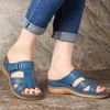 Slippers encosta sola grossa para o calcanhar feminino Hollow out casual aberta sandálias de praia vintage de verão plus size sapatos mujer