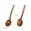 Spoons Solid ColorLong-handled Large Wood Soup Spoon Ramen Catering Natural Tableware Kitchen Tools For Cooking Mixing Round