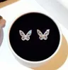 Super étincelant nouveau designer de luxe de la mode INS Diamond Zircon Lovely Beautiful Butterfly Stud Oreads For Woman Girls6839687