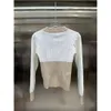 Women's Knits & Tees Autumn V-neck Knitted Color Block Cardigan Top Contrast Design Slim Fit Single Underlay Knit