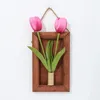 Flores decorativas Falsas artificiais Tulipa 3D de madeira Decoração de decoração de casa Arte Diy Decoração da sala para a parede da porta da frente