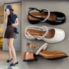 Sandals Women's 2024 Summer Korean Fashion Square Headed Water Diamond One Line With Thick Heels Mary Jane Baotou