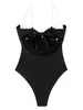 Kvinnors badkläder Push Up One Piece Swimsuit For Women Sexig V-ringning Monokini 2024 Baddräkt strandkläder rygglös simning