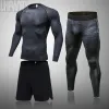 Zestawy kompresji MMA Rashguard Męskie garnitur Muay Thai Shorts Rakieta Straż Sports Gym Men Bjj Boxing 3PCs/Sets Ubrania