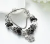 Strähnen Charme 925 Silberarmband Schwarze Perlen, Eulen und DIY -Blumen für Frauen Charms9038610