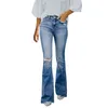 Kvinnors jeans rippade löst hög midja stretchig smal streetwear all-math vanlig svettbyxor