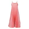 Casual Dresses Women's Summer Sling Pink Dress Pleated Long Sexy Fashion A- Line African Beach Travel Clothes 2024 Trend