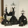 Dekorative Teller exquisite schwarze Schmuckregale Kommode kreative Ornamente Klassische Aufbewahrung Display Stand Home Decoration Girl's Geschenk