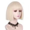 Purple Short Straight Hair Fashion Lady Sexy Natural Fluffy Role Ping Wig Synthetic Short Hair Bob Short Hair Black and White Women Wig Daily Work Party