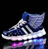 wings USB led shoes kids shoes girls boys light up luminous sneakers glowing illuminated lighted lighting 2011129636628