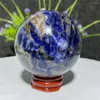 Decorative Figurines Natural Blue Sodalite Sphere Quartz Crystal Ball Massaging Meditation Reiki Healing Stone Home Decoration Exquisite