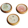 Tea Trays Solid Wood And Bamboo Pink Hand-painted Pattern Small Bracket Teapot Lid Shelf