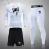 T-shirts 2023 Nya män MMA Compression Spartan Set Short Tshirt Trow Sleeve Clothes Men's Pants Fitness Bodybuild Ing Sportsuit