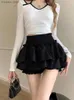 Jupes kawaii mini jupe femme mignonne balletse sexy noir blanc hauteur hauteur a-line ruffle patchwork lolita jupe short coréen