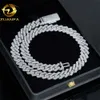 Zuanfa Fijne sieraden Hip Hop Iced Out Cuban Link ketting 13 mm 2 Rijen Dikke Solid 925 Silver VVS Moissanite Cubaanse ketting