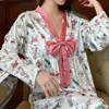 Pajamas sexy Grive da sonno primaverile autunno Sleep Womens Domande in velluto lungo Abito da pigiama 2024 New Girl Y Bow a mezza lunghezza di camicia da notte a medio lunghezza di mezza lunghezza di mezza lunghezza L410