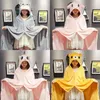 Blankets 1Pc Summer Cartoon Cute Cape Blanket Lazy Shawl Student Hooded Home Office Nap Winter Bed Coral Velvet Warm