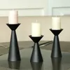 Ljushållare norra Europa stort vaxljusstake black metal hem dekoration nordisk matt hållare bord ljusbelysning middag ornament