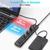 Hubs RSHTECH A10QPD USB HUB 10Gbps TypeC PD USB3.2 USB C Hub 60W USBA 3.2 QC3.0 Charging Ports Aluminum USB Splitter for Laptop/PC