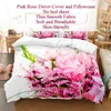 Комплект подмолочной крышки розовой розы для односпальной двуспальной кровати 220x240 Цветочный стеганый одеял с наборами постельных принадлежностей для размера королевы.