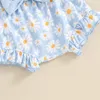 衣料品セット幼児の子供の女の子3pcs夏の服装袖のロンパーボウフロントショーツヘッドバンドセット生まれ
