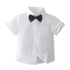 Clothing Sets Summer Baby Boys Formal Clothes Gentleman Suit Short Sleeve Bowtie Shirt Tops Suspenders Shorts 2Pcs Set Children